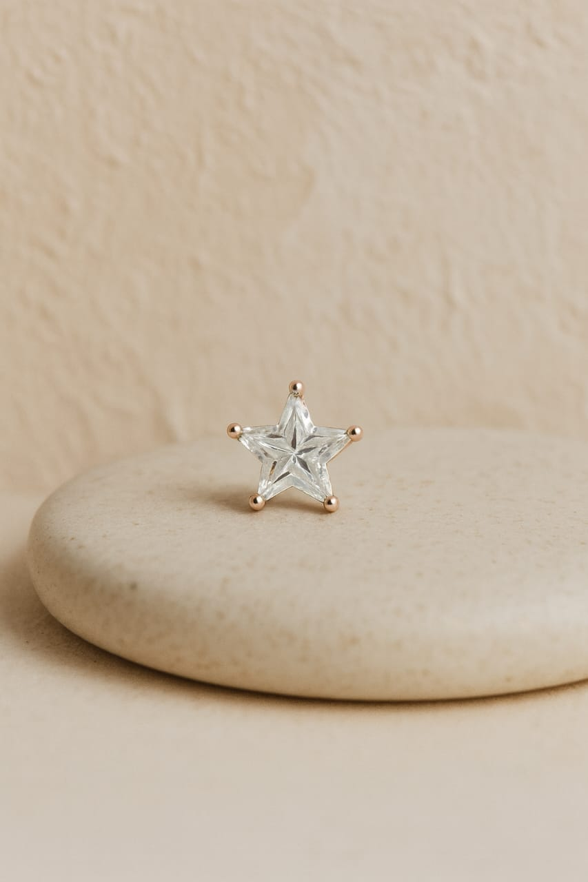 Star Crystal Stud Earrings | Premium Copper Based Anti-Tarnish Silver Plated Earrings
