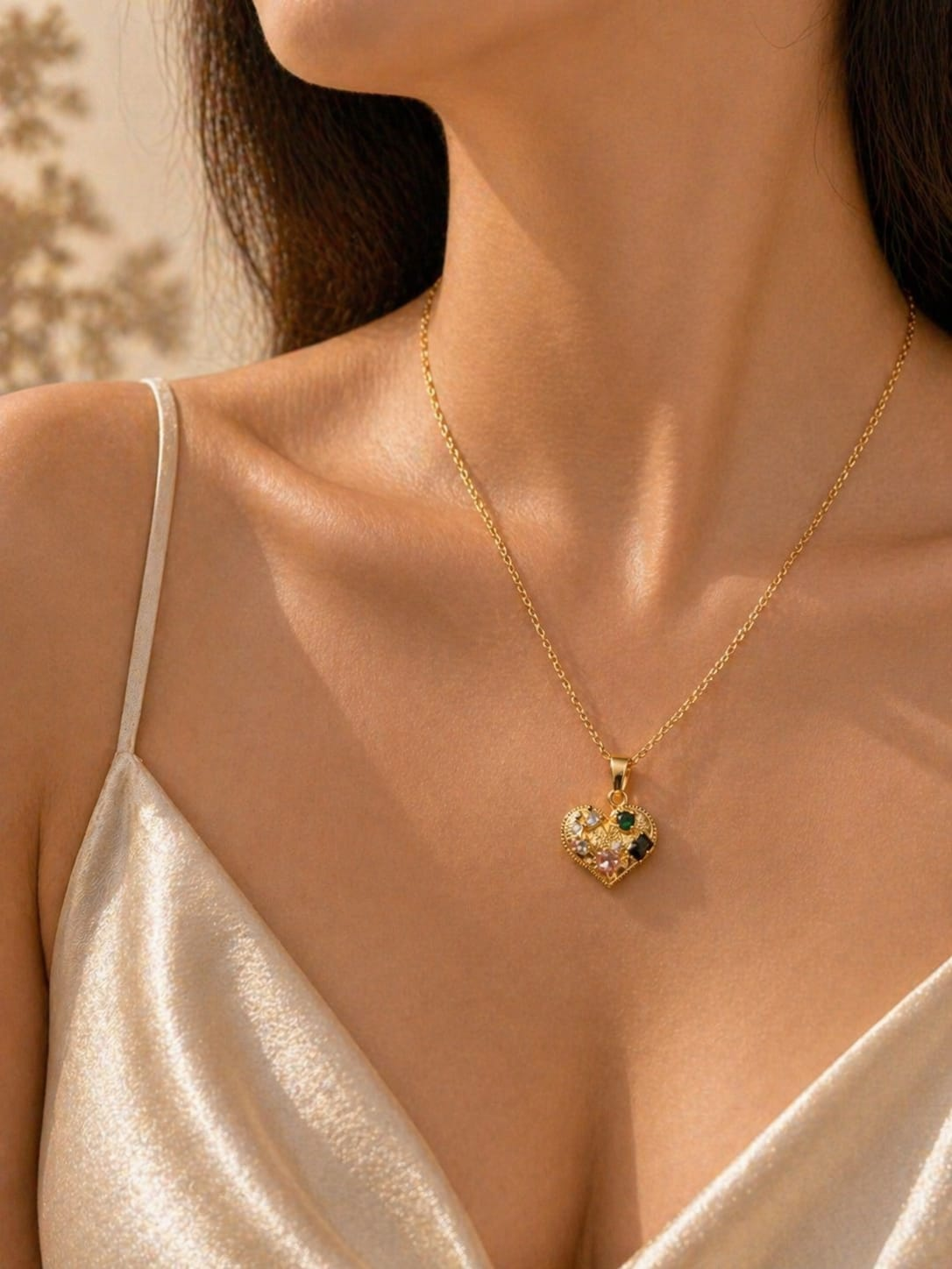 Rainbow Heart Pendant | Premium Stainless Steel Gold PVD Coated Anti-Tarnish Necklace
