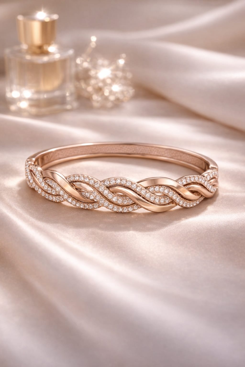 The Infinite Weave Premium Pavé Bangle – Rose Gold