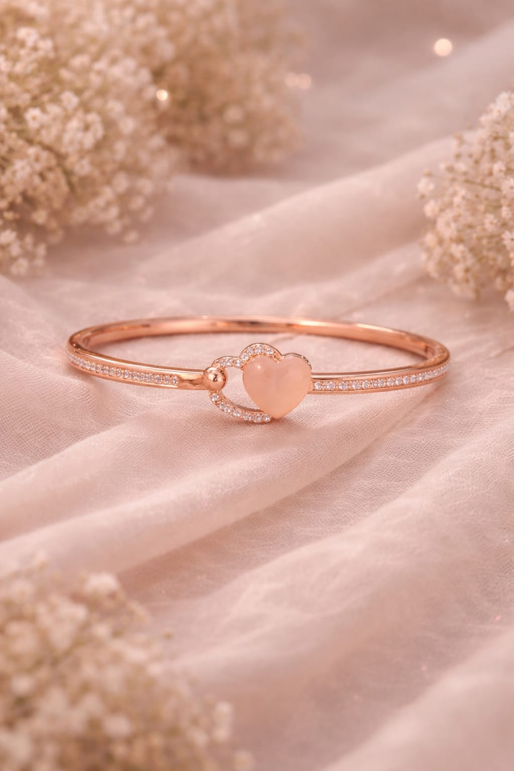 Serene Heart Premium Bangle – Rose Gold