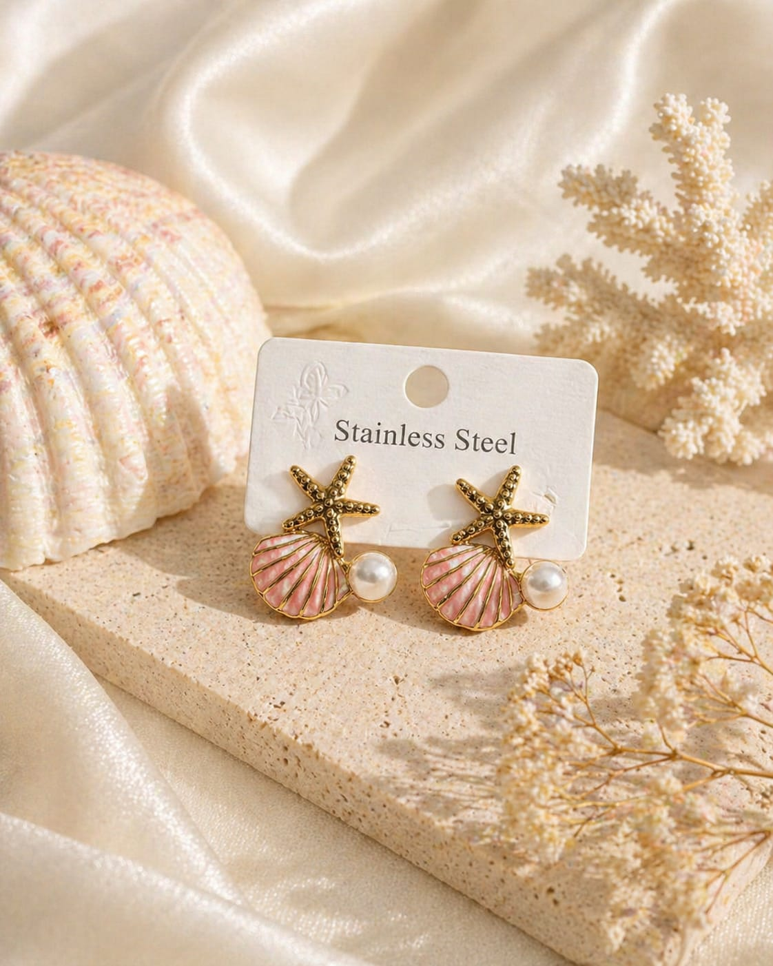 Ocean Pearl Shell Earrings | Premium Stainless Steel Gold PVD Coated Anti-Tarnish Earrings