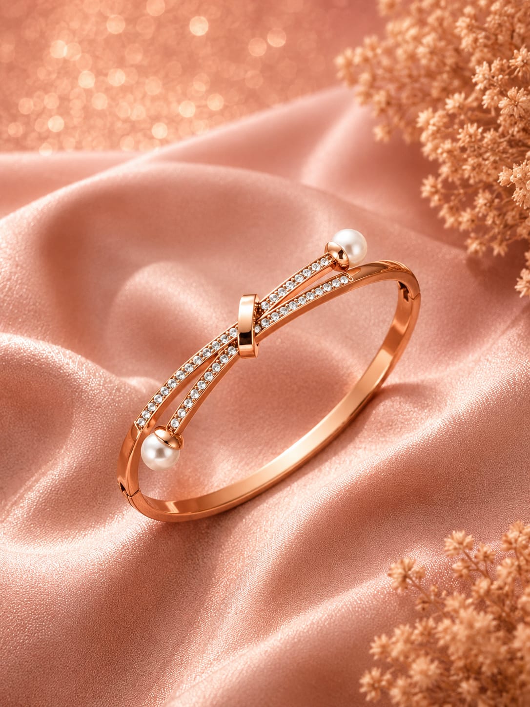 Premium Pearl Knot Bracelet – Rose Gold | Stainless Steel PVD Coated