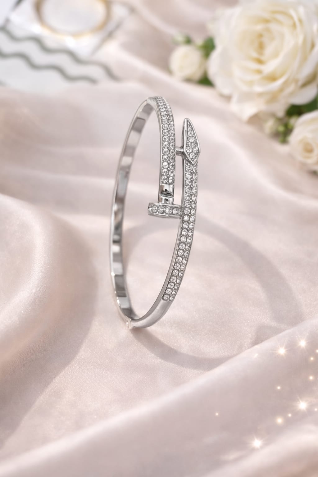 Premium Encrusted Nail Statement Bracelet
