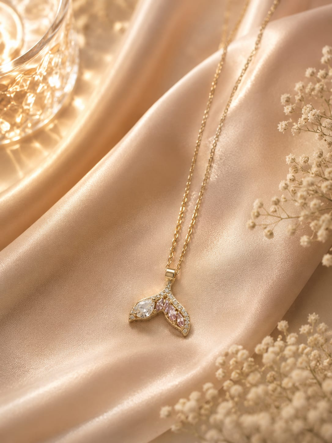 Mermaid Pearl Branch Pendant | Premium Stainless Steel Gold PVD Coated Anti-Tarnish Necklace