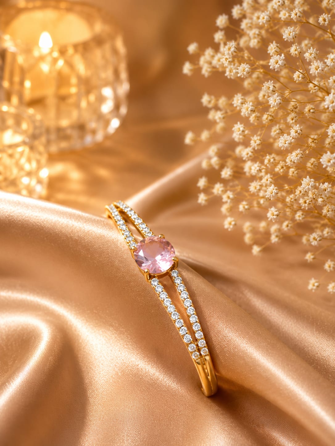 Premium Pink Radiance Bracelet – Gold | Stainless Steel PVD Coated