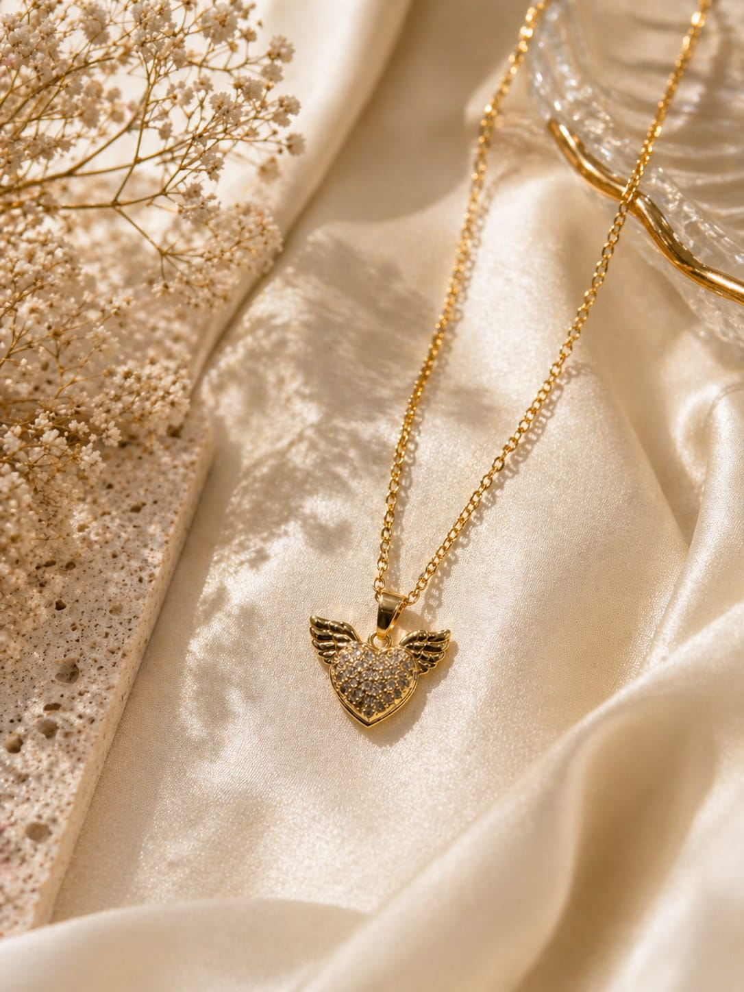 Angel Heart Pendant | Premium Stainless Steel Gold PVD Coated Anti-Tarnish Necklace