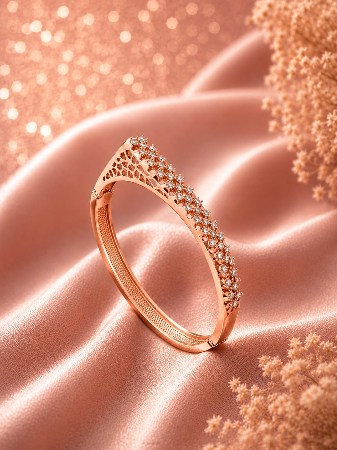 Premium Crystal Bloom Bracelet – Gold | Stainless Steel PVD Coated