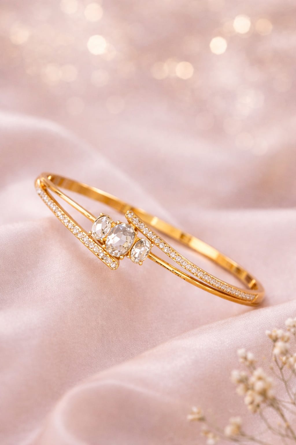 The Ethereal Oval Bypass Bangle – Gold