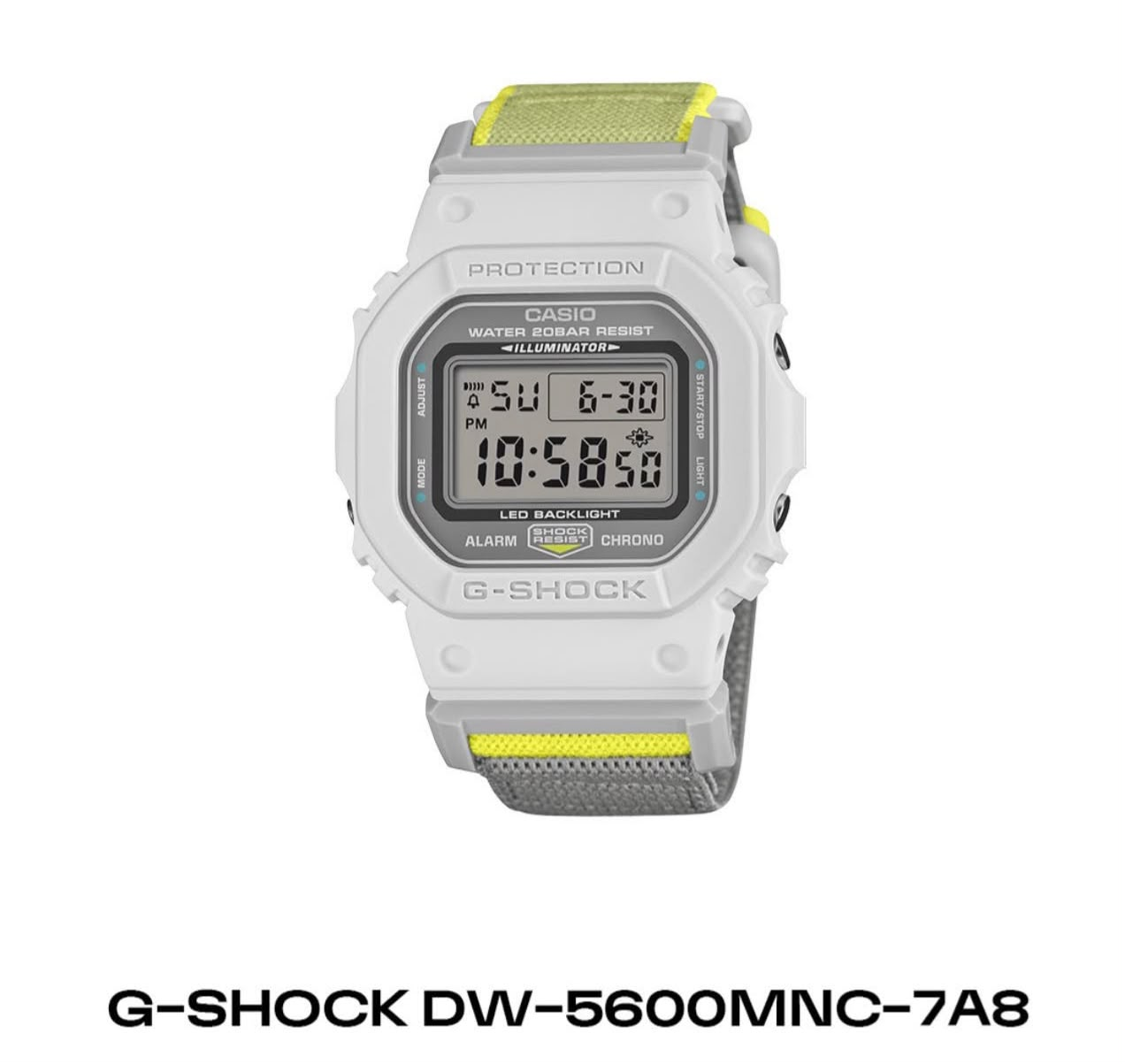 Casio G-Shock DW-5600MNC-7A8 Digital Sports Watch | White & Neon Yellow