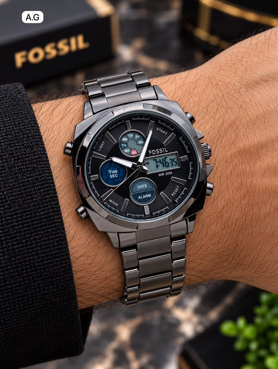 Fossil Men's Multifunction Metal Belt Watch – 45mm Case